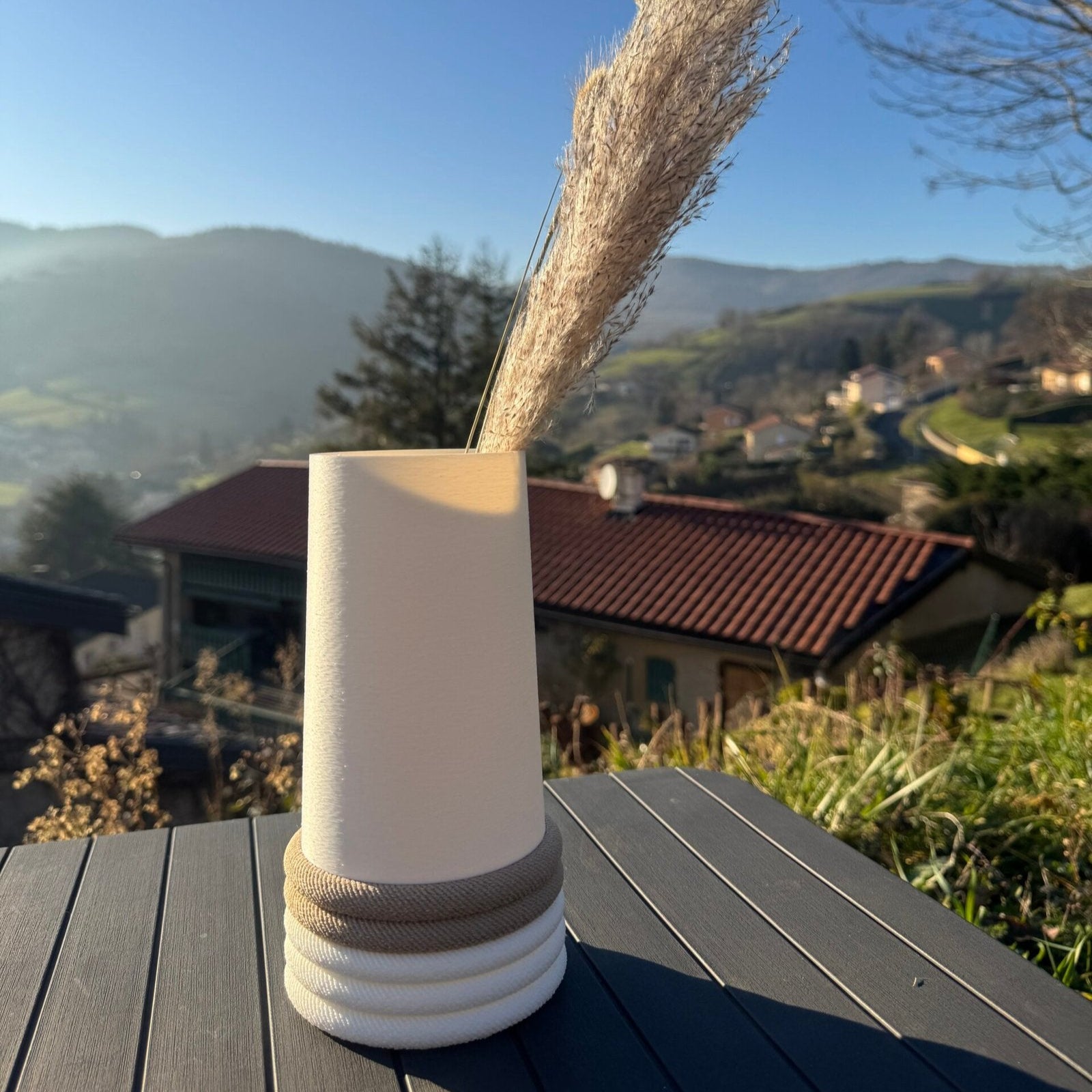 Vase modèle cordes bicolores (beiges et blanches)