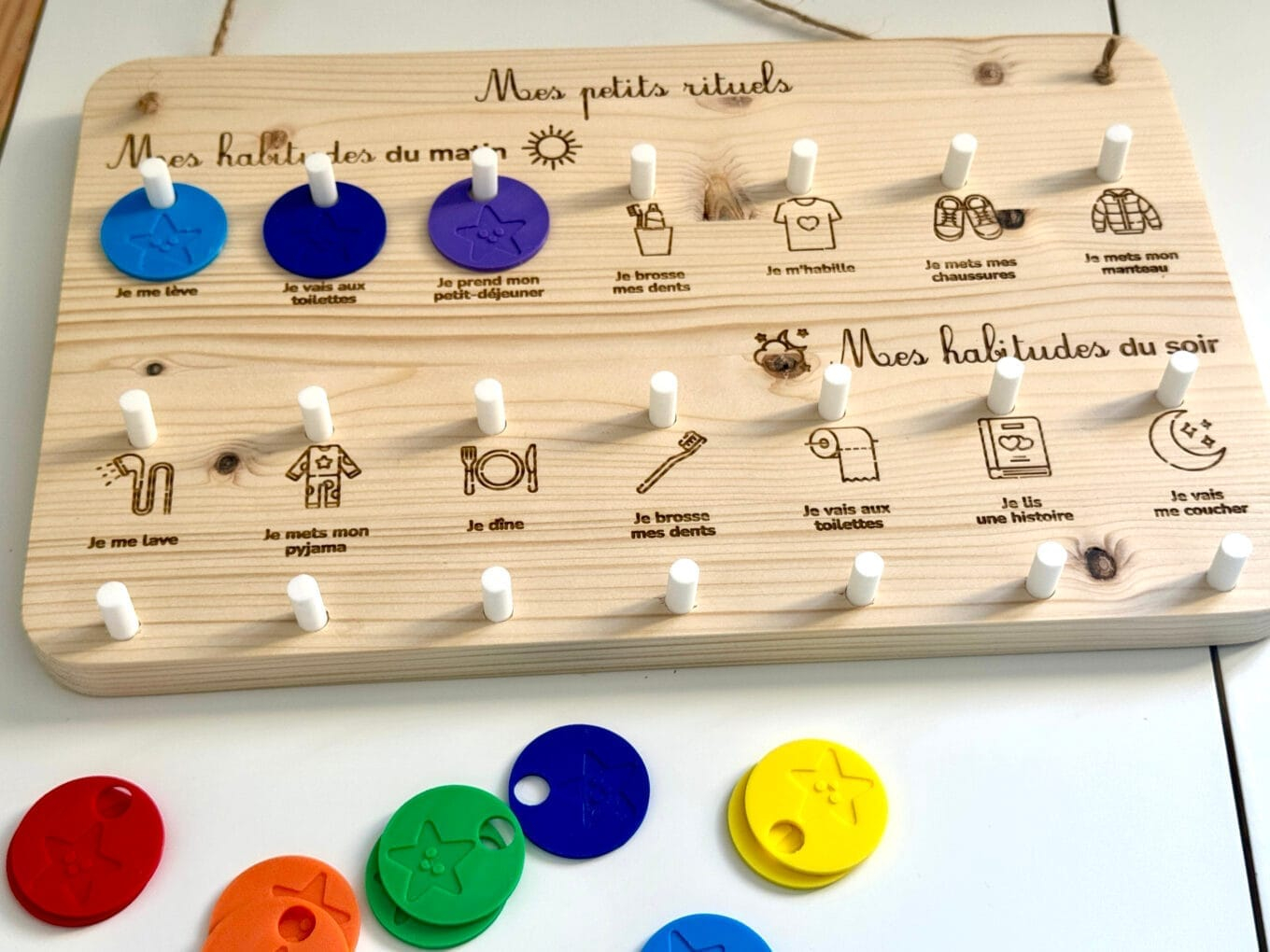 our personalized ritual board with the first name of Ethan and Angèle, ideal for siblings!