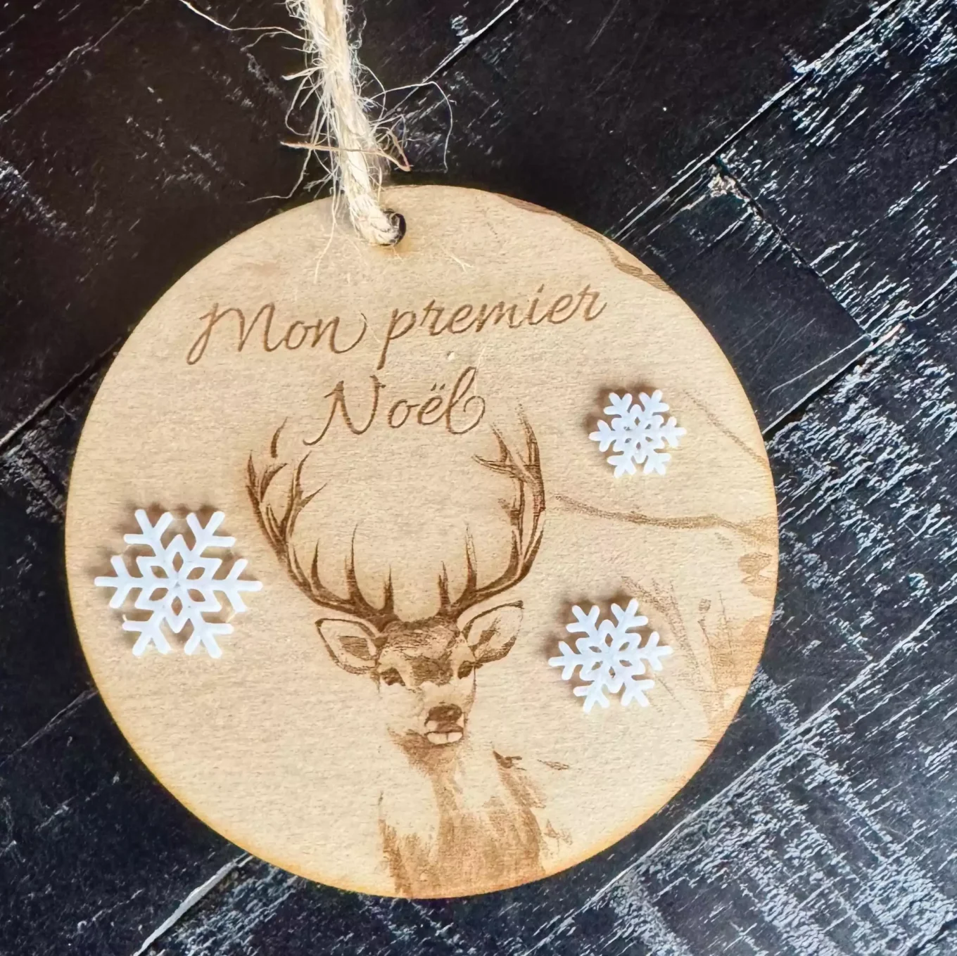 boule mon premier Noel motif cerf